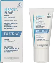 Ducray Keracnyl Moisturizing Repair Creme drėkinamasis kremas į aknę linkusiai odai, 50 ml