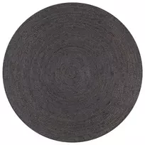 Kilimas, tamsiai pilkas, 120cm, džiutas, apvalus, rankų darbo