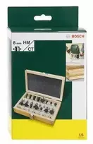 Bosch 15 frezų komplektas 8 mm kotu