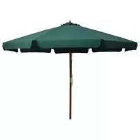 Lauko skėtis nuo saulės su mediniu stulpu, žalias, 330cm