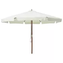 Lauko skėtis nuo saulės su mediniu stulpu, smėlio baltas, 330cm