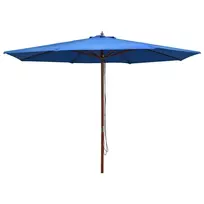 Lauko skėtis nuo saulės su mediniu stulpu, mėlynas, 350cm