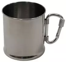 Nerūdijančio plieno puodelis su karabinu, 220 ml.