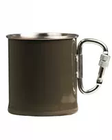 Mil-Tec Puodelis iš nerūdijančio plieno su karabinu, 250 ml, ŽALIAS
