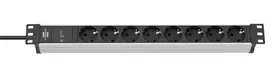 Brennenstuhl Alu-Line 19" apsaugos nuo viršįtampių maitinimo juosta - 8 krypčių, 19" maitinimo juosta, pagaminta iš aukštos kokybės aliuminio [serverio spintelei su 2m ca