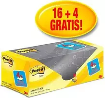 Post-it 3M 654Y-20 lipnus lapelis Kvadratas Geltona 100 lapai