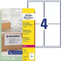 Avery Zweckform etiketės 99.1mm x 139mm, A4, balta, 1 etiketė, neperšlampamas, supakuota 25 vnt., L7994-25, lazeriniams spausdintuvams
