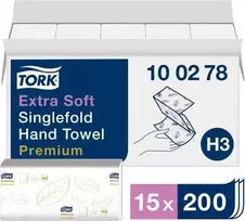 Servetėlės Tork Singlefold Soft Premium H3 (100278), 2 sluoksniai, baltos spalvos, 200 lapelių