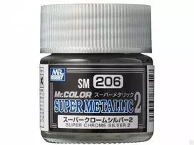 Mr Hobby Mr.Hobby Super Metallic II SM-206 Super Chrome Sidabrinis nitro dažai, 10 ml