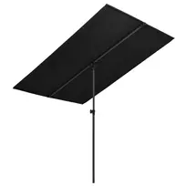 Sodo skėtis nuo saulės su aliuminio stulpu, juodas, 2x1,5m