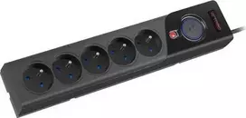 ARMAC Surge Protector Z5 5m 5x prancūziški lizdai 10A kabelių laikiklis juodas