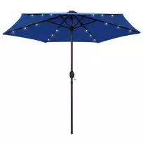 Sodo skėtis su LED ir aliuminio stulpu, mėlynas, 270cm