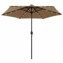 Sodo skėtis su LED ir aliuminio stulpu, taupe, 270cm