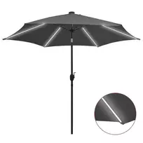 Sodo skėtis su LED ir aliuminio stulpu, antracito, 300cm
