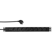 LogiLink PDU8C02 19 PDU 8x CEE 7/3 lizdas + 2 x USB, su apsauga nuo perkrovos