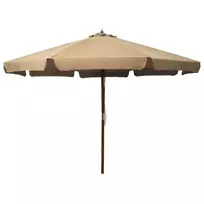 Lauko skėtis nuo saulės su mediniu stulpu, taupe spalvos, 330cm