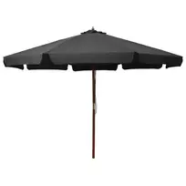 Lauko skėtis nuo saulės su mediniu stulpu, antracito, 330cm