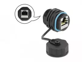 Delock kabelio jungtis RJ45 lizdas RJ45 lizdas Cat.6A su sandarinimo dangteliu