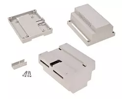 Plastikinė dėžutė Kradex Z101J ABS V0 šviesiai pilka montuojama ant DIN begelio 107x89x66mm