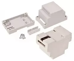 Plastikinė dėžutė Kradex Z102 ABS V0 šviesiai pilka montuojama ant DIN begelio 89x65x53mm