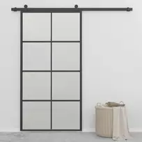 Stumdomos durys, juodos, 102,5x205cm, aliuminis ir ESG stiklas