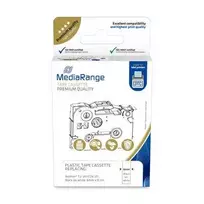 MediaRange plastikinė juostelės kasetė, skirta etikečių spausdintuvams, naudojantiems Brother® TZ-211/TZe-211, nuolatinis klijavimas, 6 mm, 8 m, laminuota, juoda ant balto, juoda, rašalinis, nuolatinis, Brother P-Touch 1000, 1010, 1080, 1090, 1260VP, 1280, 1280DT, 1290, 1750, 1830VP, 18R, 20