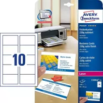Avery Zweckform Quick&Clean A4 vizitinės kortelės – 220 g/m² – 250 lapų