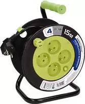 Orno Przedłużacz MINI prailginimo kabelio ritė, 4 lizdai 2P+Z, metalinis stovas, PVC H05VV-F 3x1mm?, ilgis 15m, žalia