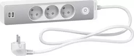 Galios juosta Schneider Electric Viršįtampių 3 lizdai 1,5 m sidabro (ST933U1WA)
