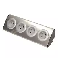 Orno Lizdas Virtuvės baldų lizdas 4x2P+Z, tvirtinimas Velcro lipdukais, INOX