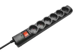 „Trust 21059“ viršįtampių apsaugos įtaisas, Juodas, 6 kintamosios srovės lizdai, 1,8 m