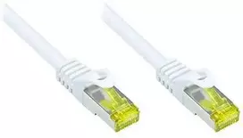 Good Connections Geros jungtys. RJ45 komutacinis kabelis su Cat.7 Roh kabeliu ir Rastnasenschutz (RNS), S/FTP, PiMF, be halogenų, 600MHz, OFC, baltas, 0,25m, (8070R-003W)