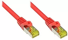 Good Connections Geros jungtys RJ45 Komutacinis kabelis su Cat.7 RohCable ir Rastnasenschutz (RNS), S/FTP, PiMF, be halogenų, 600MHz, OFC, raudonas, 1m, Geros jungtys (8070R- 010R)