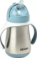 Beaba metalinė gertuvė su šiaudeliu, 250 ml, mėlynos spalvos