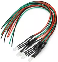 Oem LED 5mm 12V su rezistoriumi ir viela - dviejų spalvų raudona/žalia - bendras katodas - 5 vnt
