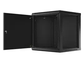LANBERG sieninė spintelė 19 colių 12U 600x600 plieninės durys juodas plokščias paketas