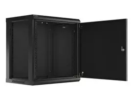 LANBERG sieninė spintelė 19 colių 12U 600x450 plieninės durys juodas plokščias paketas