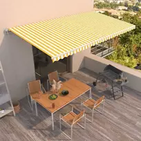 Automatinė ištraukiama markizė, geltona ir balta, 600x350cm