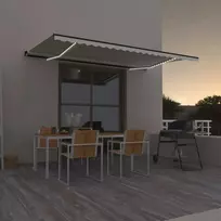Rankiniu būdu ištraukiama markizė su LED, kreminė, 500x300cm