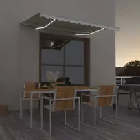 Rankiniu būdu ištraukiama markizė su LED, kreminė, 300x250cm