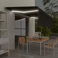 Markizė su uždanga/LED/vėjo jutikliu, antracito, 5x3m