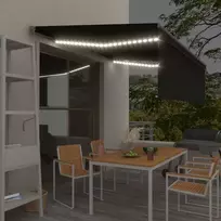 Markizė su uždanga/LED/vėjo jutikliu, antracito, 4,5x3m