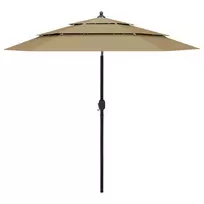 Sodo skėtis su aliuminio stulpu, taupe, 2,5m, 3 aukščių