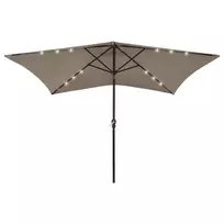 Sodo skėtis nuo saulės su LED ir plieniniu stulpu, taupe, 2x3m