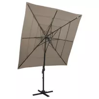 Sodo skėtis su aliuminio stulpu, taupe, 250x250cm, 4 aukščių