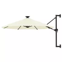 Prie sienos montuojamas sodo skėtis su LED, smėlio, 300cm