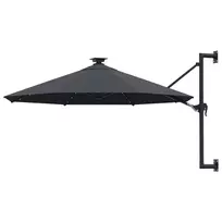 Prie sienos montuojamas sodo skėtis su LED, antracito, 300cm