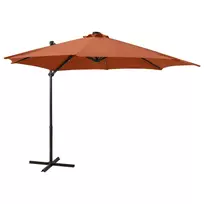 Gembinis skėtis su stulpu ir LED lemputėmis, terakota, 300cm