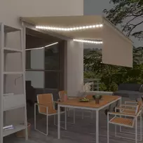 Automatinė markizė su uždanga/LED/vėjo jutikliu, kreminė, 4x3m