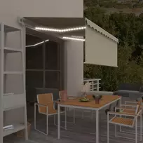 Markizė su uždanga/LED/vėjo jutikliu, kreminė, 3x2,5m